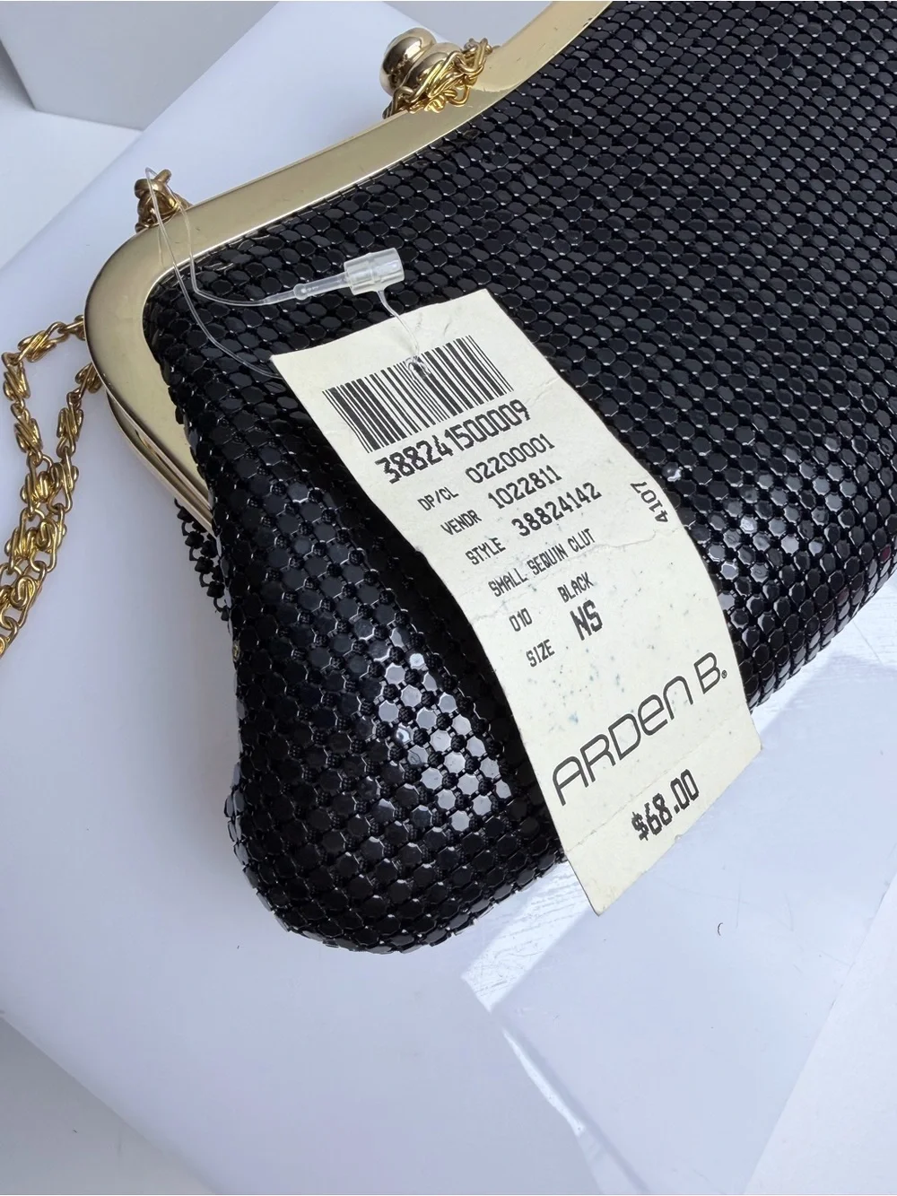 Vintage Arden B Mesh Black and Gold Evening Bag Clutch NWT